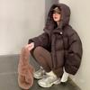 Женская осенняя куртка с капюшоном и воротником-стойкой, зимняя утепленная однотонная повседневная куртка с хлопковой подкладкой, свободное хлопковое пальто, парки, верхняя одежда