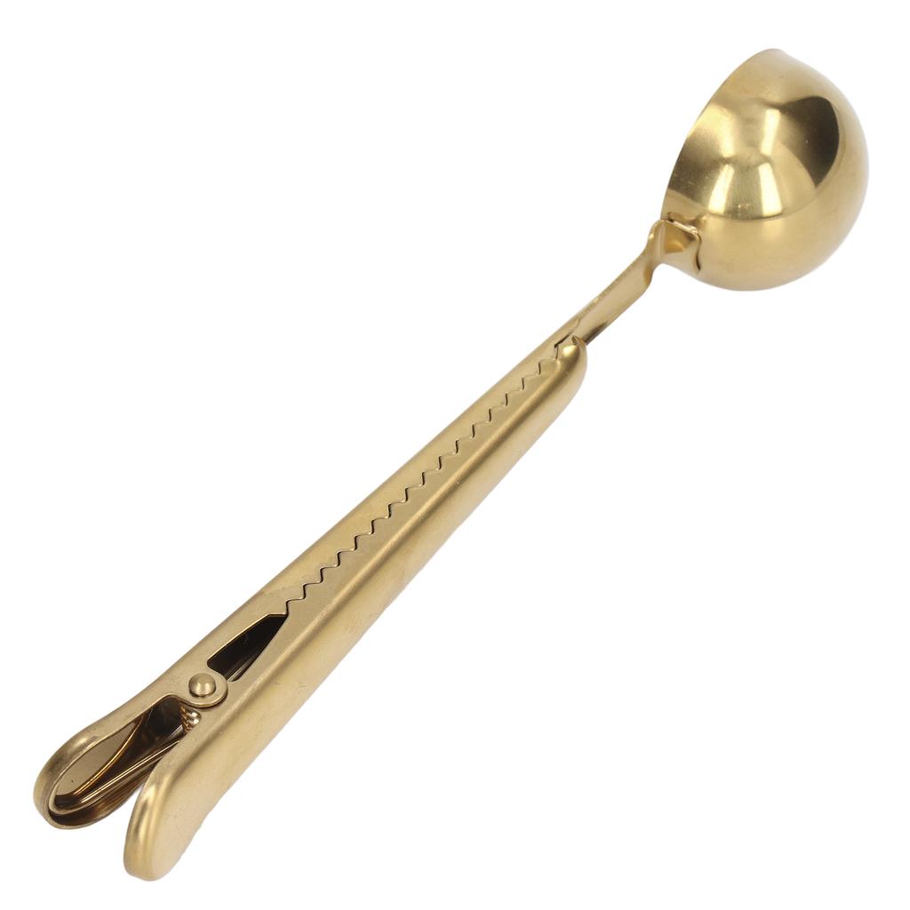 Coffee Spoon Sealing Clip 2 in 1 Stainless Steel Tight Sealing Deepen Design Convenient Practical Coffee Drinking Tools