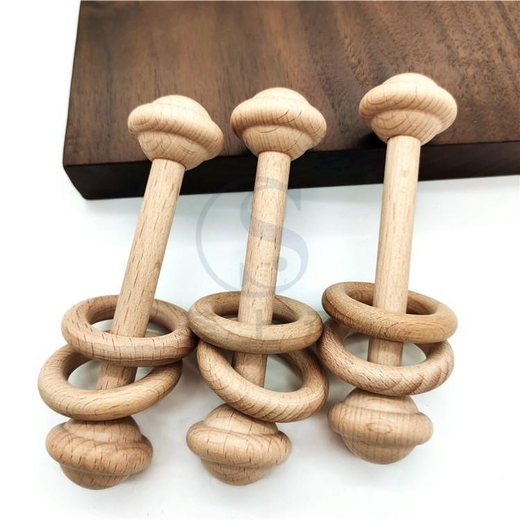 Wooden Baby Toys, Rattle, Teething Toy, Baby's 100-Day And First Birthday Photo Props, Accessories, Toy Wooden Ring
