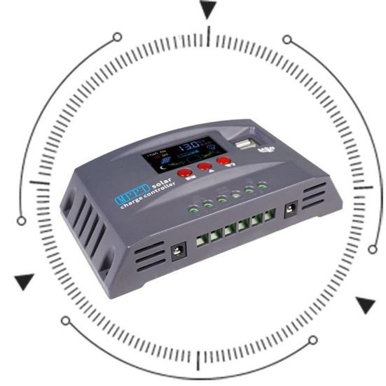 Контроллер панели солнечной зарядки 30A-100A 12В/24В Системы Регулятор солнечной зарядки со стабилизацией напряжения Защита от перезаряда Рассеивание тепла