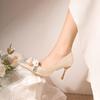 Интернет знаменитость темперамент цветок туфли подружки невесты 2024 новые женские туфли заостренный нос неглубокий нос банкетные туфли на высоком каблуке модные туфли одинарные