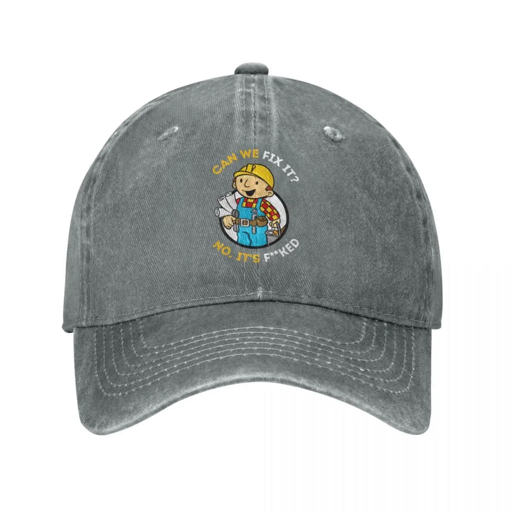 Bob The Builder Baseball Caps Classic Distressed Washed Can We Fix It Funny Repair Man Sun Cap Outdoor Summer Caps Hat