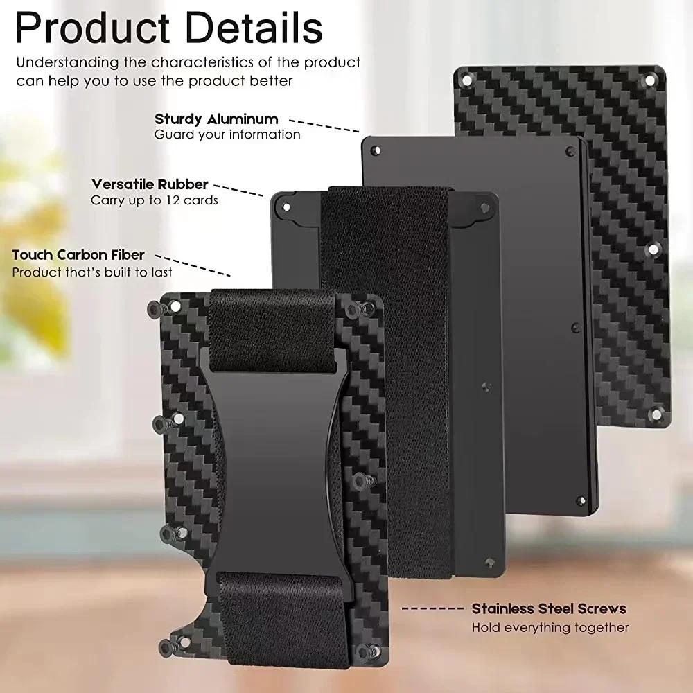 Carbon Fiber Metal Business Card Holders Wallet Men RFID Blocking Slim Minimalist Wallets Male Credit Card Holder Name Card Case