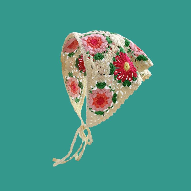 Модная вязаная косынка для прогулок, милый и очаровательный стиль, вязаная вручную повязка на голову, женские аксессуары для волос, треугольный платок для волос