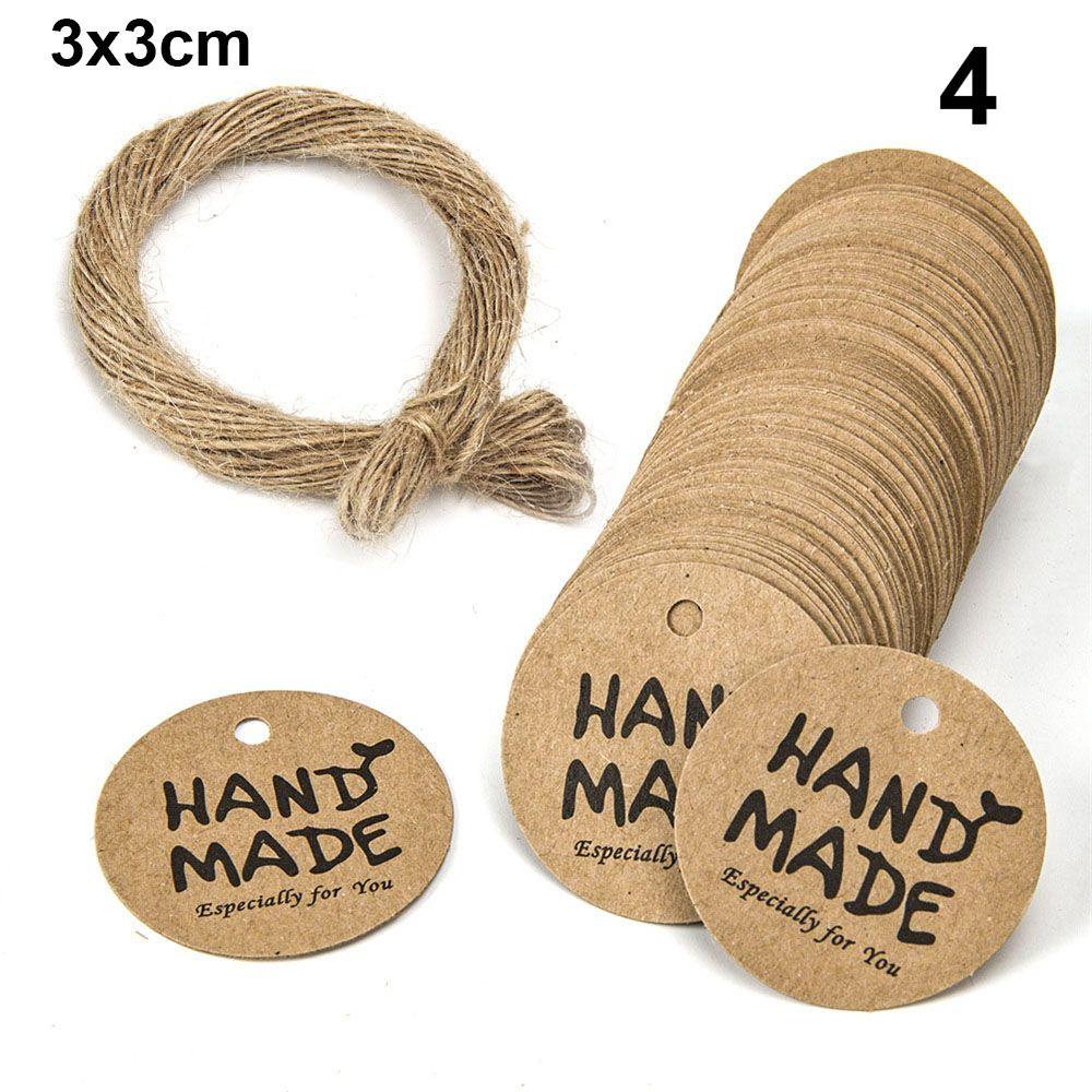 100pcs Paper Luggage Wedding Party Package Wrapping Kraft Gift Tags Hanging Label Handmade Tagging