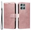 For Motorola Moto G56 5G Leather Wallet Case with Strap Solid Color Phone Stand Cover