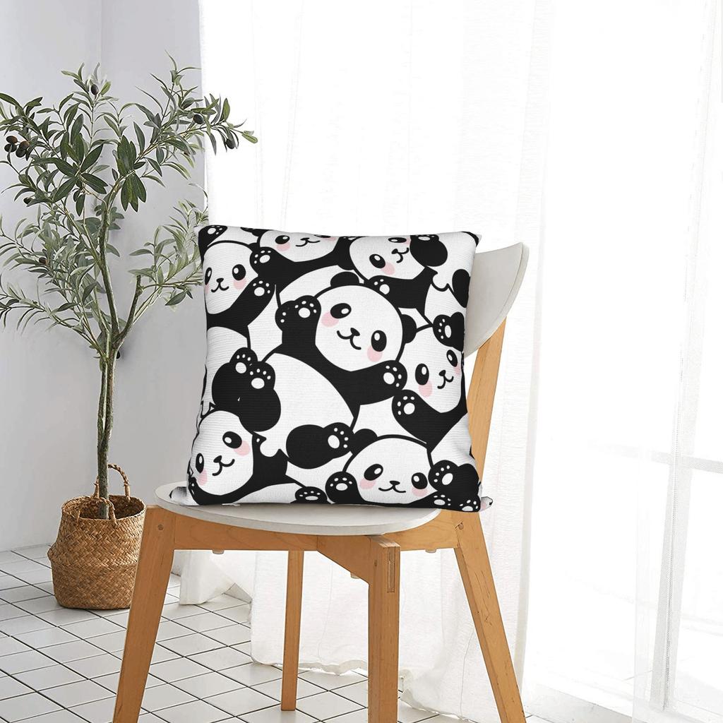 Cute Panda Cartoon Square Pillow Case Animal Cushion Cover Zipper Decor Throw Pillow Case Cover For Home 45X45Cm