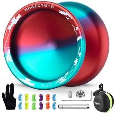MAGICYOYO V10 Профессиональный металлический йо-йо для пальцевого спиннинга, отзывчивый, для долговременного использования, из алюминиевого сплава, в комплекте с 12 струнами, двойного назначения и не реагирующий