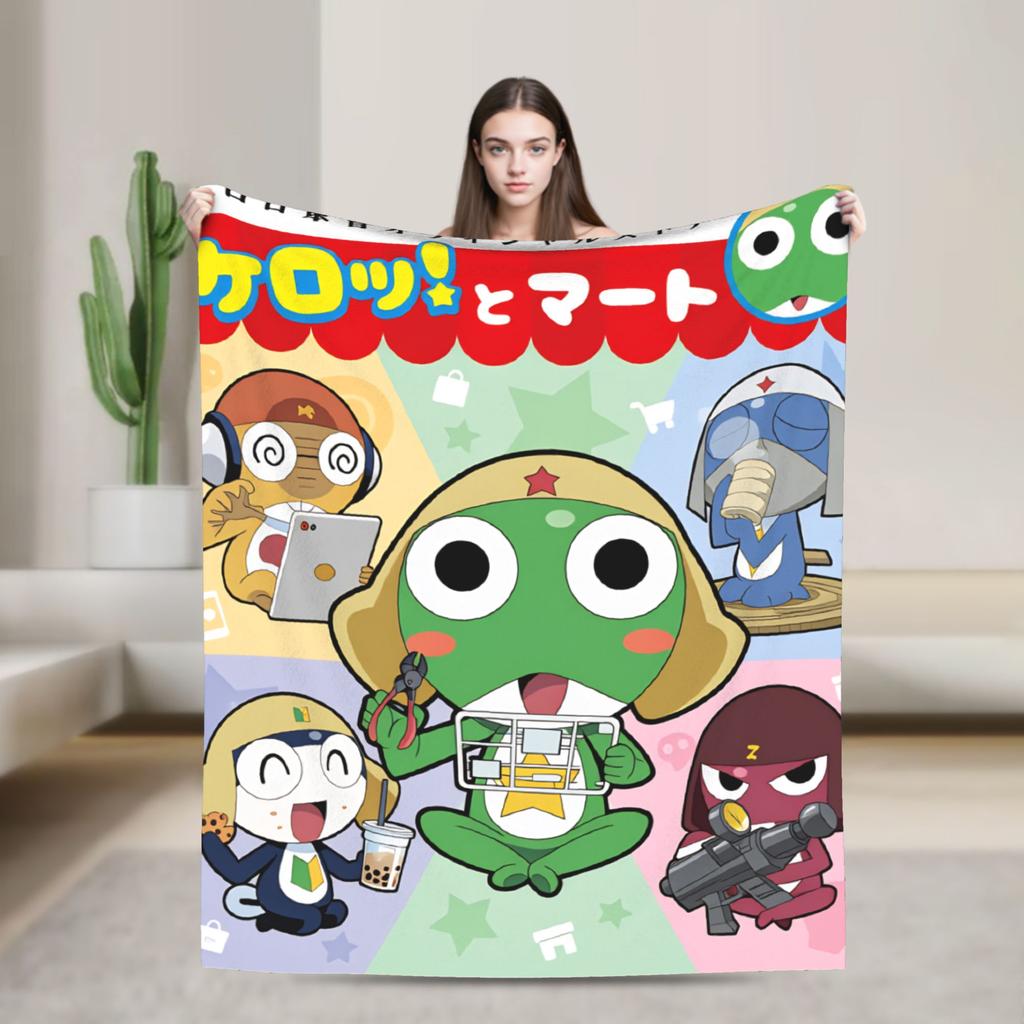 Keroro Gunsou Frog Super Warm Blanket Decorative Plush Throw Blanket Aesthetic Couch Chair Flannel Bedspread Sofa Bed Cover