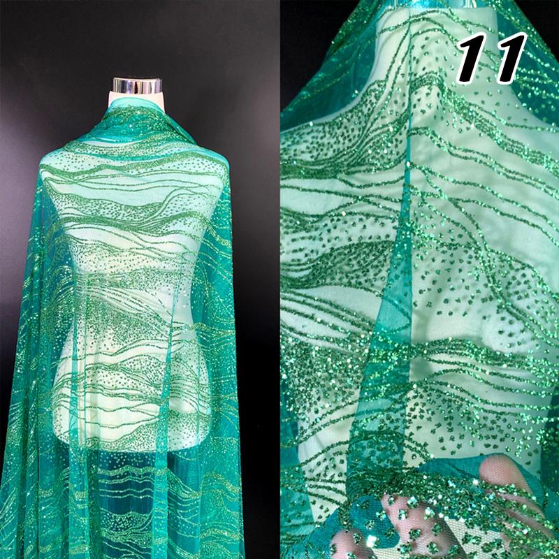 Ткань кружево с пайетками и блестками, Железное бронзирование, Волнистый узор, Полиэстер, Свадебная, Вечерняя ткань для платья, Текстиль для DIY