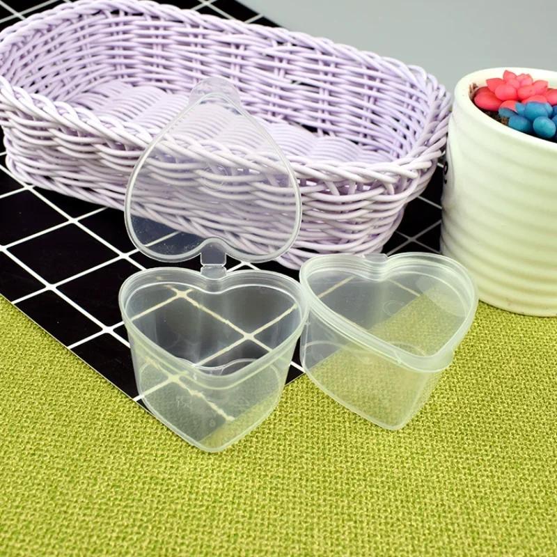 10PCS 45ml Transparent Box DIY Sealed Plastic PP Storage Box Heart-shaped Suitable Storage Boxes & Bins Medical Kit