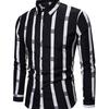 Весенняя мужская рубашка контрастного цвета с полосатым принтом, тонкие длинные рукава, отложной воротник, свободный однобортный формальный деловой стиль, повседневный топ