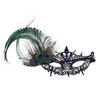 Elegant Half Face Mask Feather Accent Phantom Mask Peacock Feather Mask  Costume Party