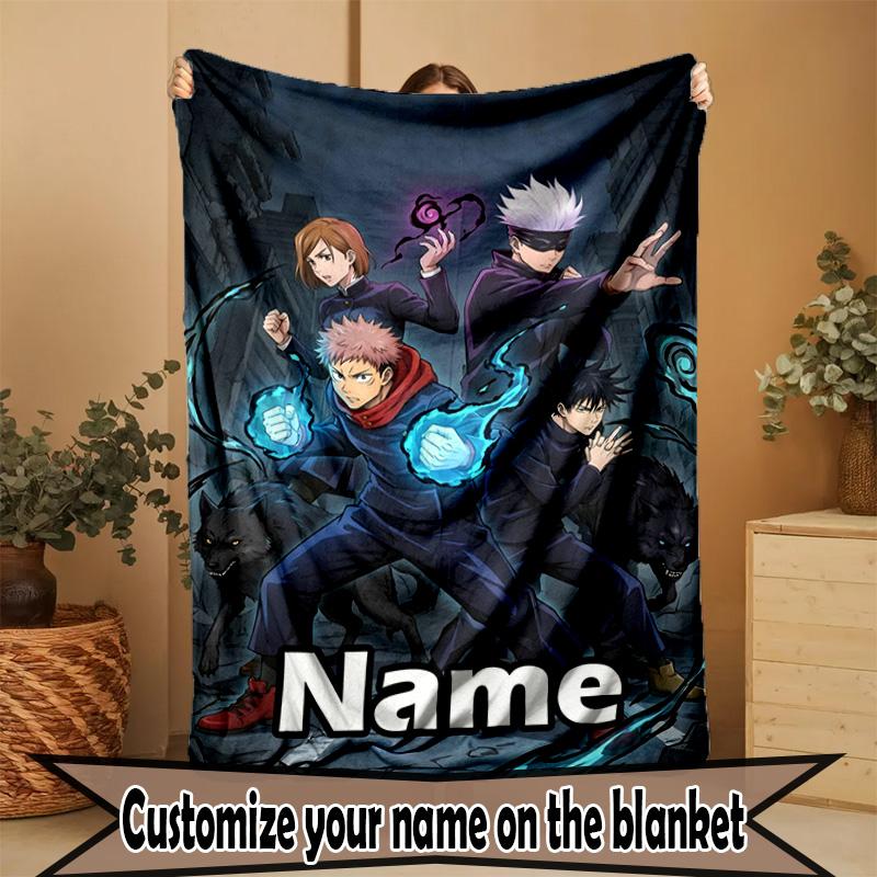 Custom Name Personalized Jujutsu Kaisen Print Blanket, Home Decor, Bedroom, Sofa, Camping, Couch, Gifts for Birthday ChristmasEnthusiasts