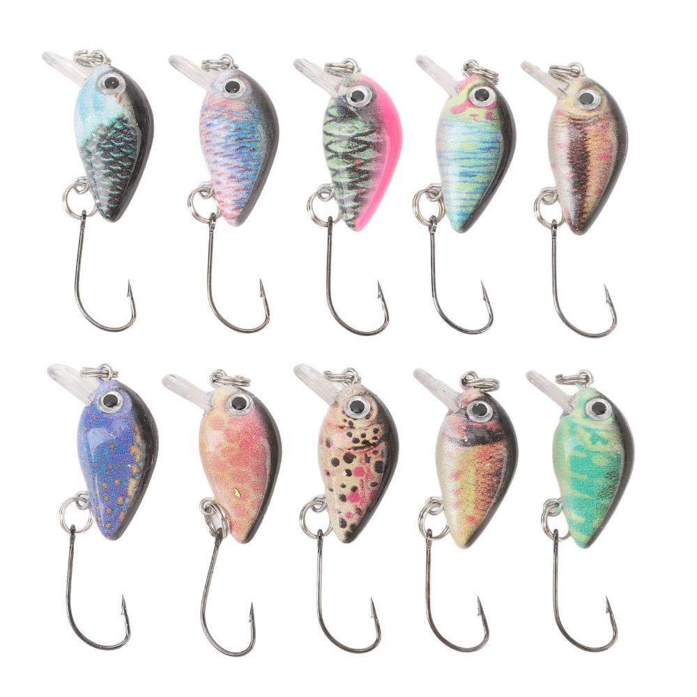 10PCS with 3D Eyes Hard Baits 3cm 1.5g Topwater Lures Durable Crankbait Lures for Bass Trout Pike