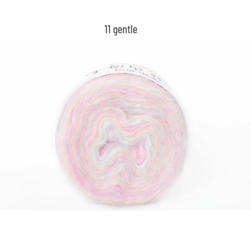 Пряжа из мохера ручной окраски с градиентным радужным переходом - Пушистая, мягкая и идеально подходит для вязания и DIY-проектов.