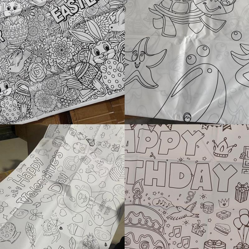 Birthday Coloring Drawing Books For Kids Coloring Poster Coloring Tablecloth For Boys Girls Space Birthday Party Supplies Favor