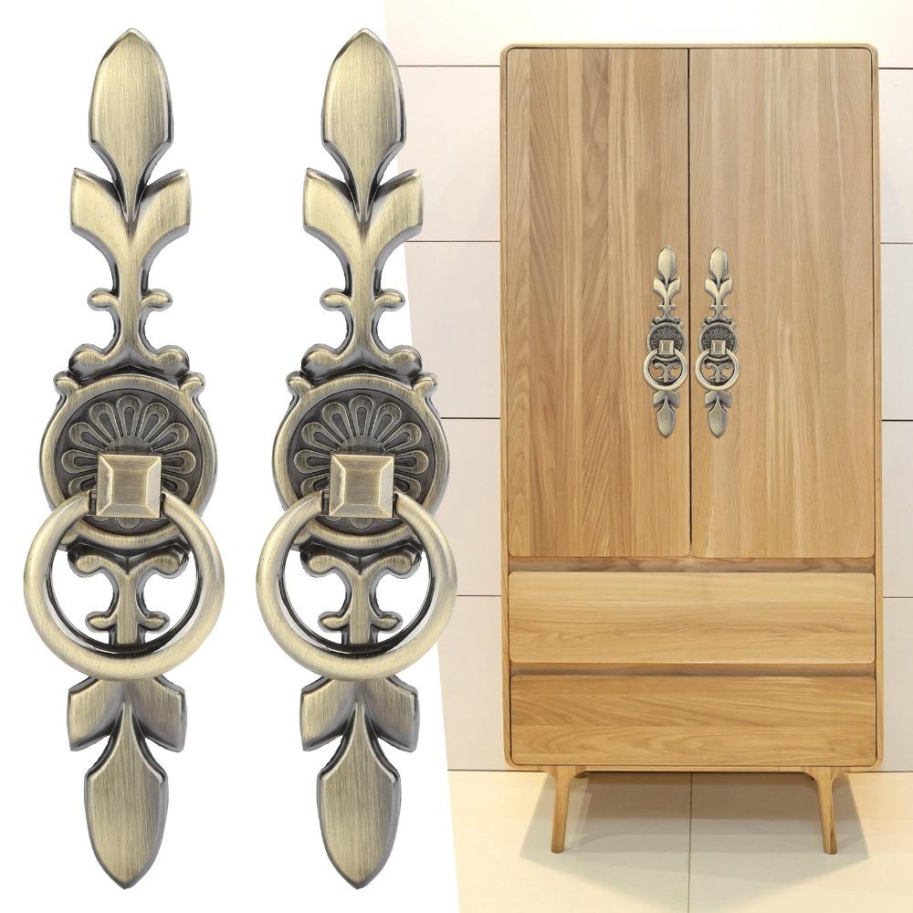 2pcs Zinc Alloy Ring Pull Handles Antique Bronze Drawer Handles Cabinet Knobs Dresser Closet