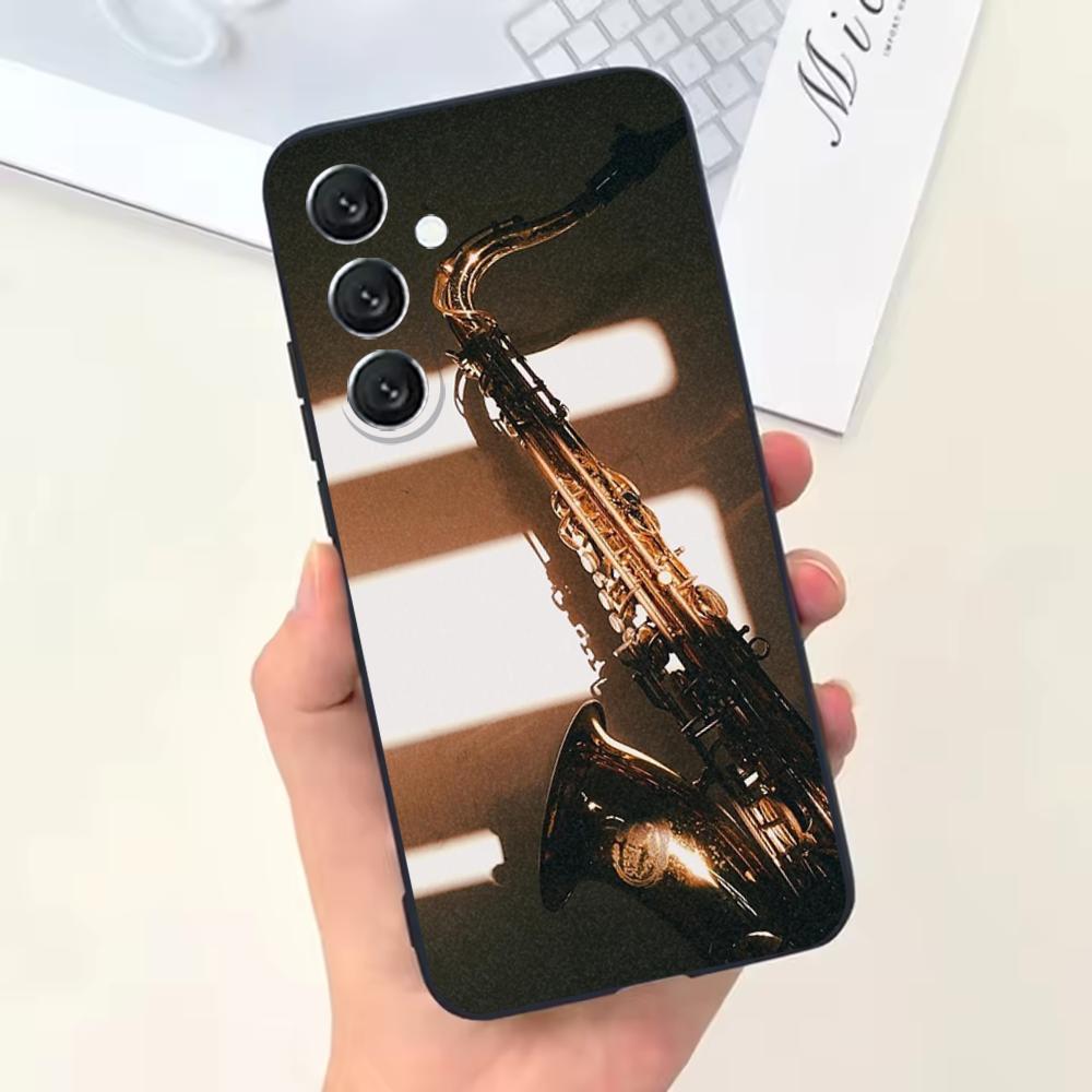 Чехол для телефона Музыка саксофона Для Samsung Galaxy A13, A21s, A22, A31, A32, A52, A53, A71, A80, Мягкий черный корпус
