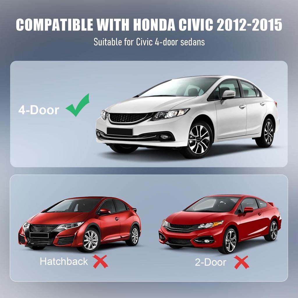 Комплект водосточных накладок на крышу для 4-дверного седана Honda Civic 2012-2015 гг., Черная резиновая уплотнительная накладка для левой и правой стороны, Замена #74316TR0A01 74306TR0A01