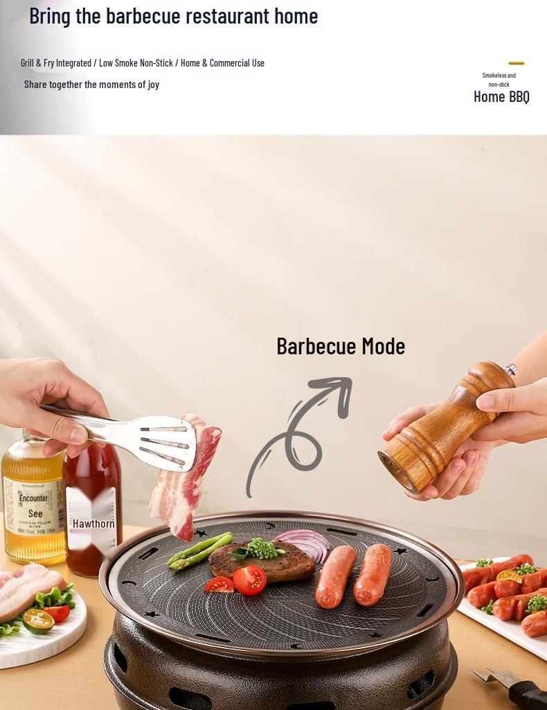 Японский антипригарный угольный гриль для кемпинга: Круглый мангал и печка для заваривания чая