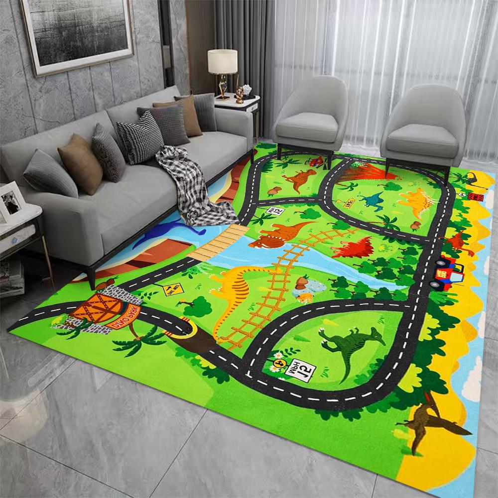 Baby Crawling Play Mat Car Play Mat for Boys and Girls Highway City Theme Park Rugs for Kids Toy Cars Kids Playroom Rugs