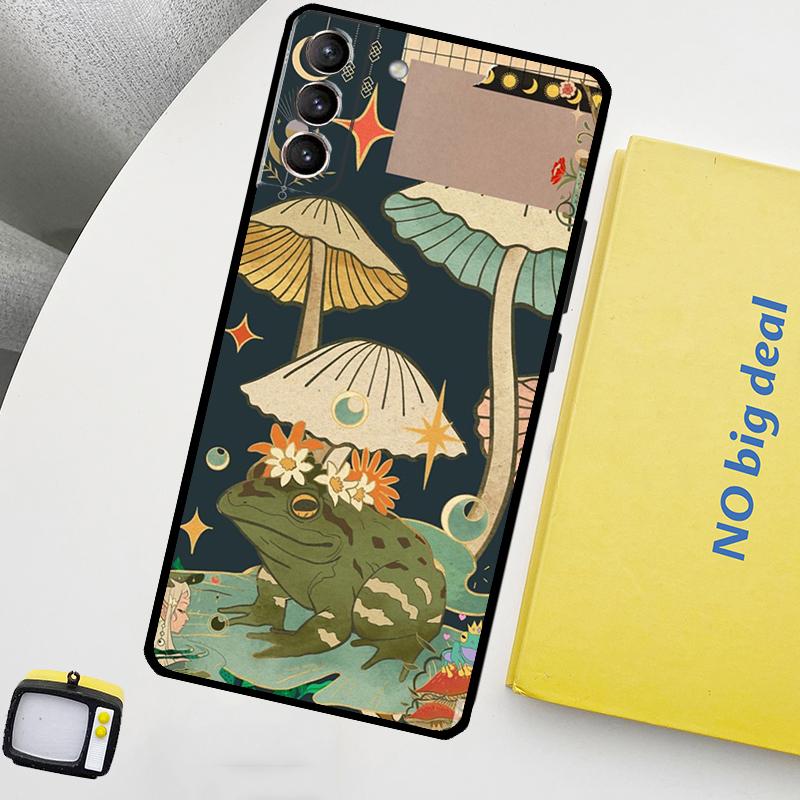 Винтажный ретро чехол для телефона с лягушкой и грибами для Samsung Galaxy S25 Ultra S20 S21 S22 S23 Plus S24 Ultra S9 S10 S25 FE
