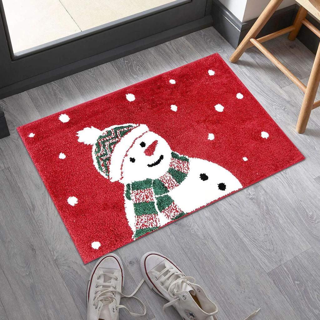 Рождественский коврик для двери из искусственного кашемира, нескользящий коврик для ванной в канун Рождества