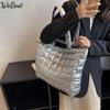 Winter Padded Women Large Space Cotton Shoulder Bag High Quality Top-handle Warm Totes Handbag