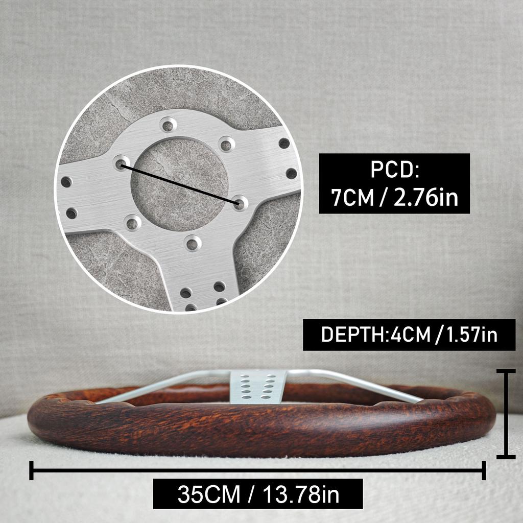 14Inch GRAND PRIX JDM Classic Wood Steering Wheel Universal ABS Racing Sport Steering Wheel Car Accessories