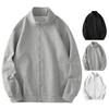 Men Sport Coat Stand Collar Long Sleeve Zipper Placket Baseball Jacket Solid Color Loose Fit Running Gym Outwear