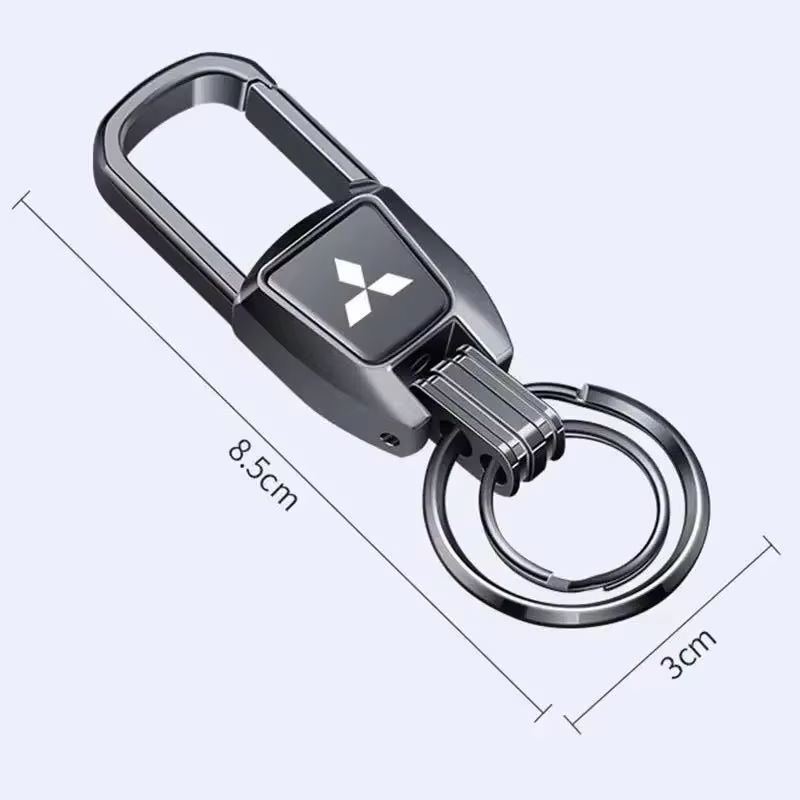 Metal Alloy Car Logo Key Chain Holder for Mitsubishi RALLIART Colt ASX Lancer L200 Pajero Outlander Eclipse Keyring Pandant