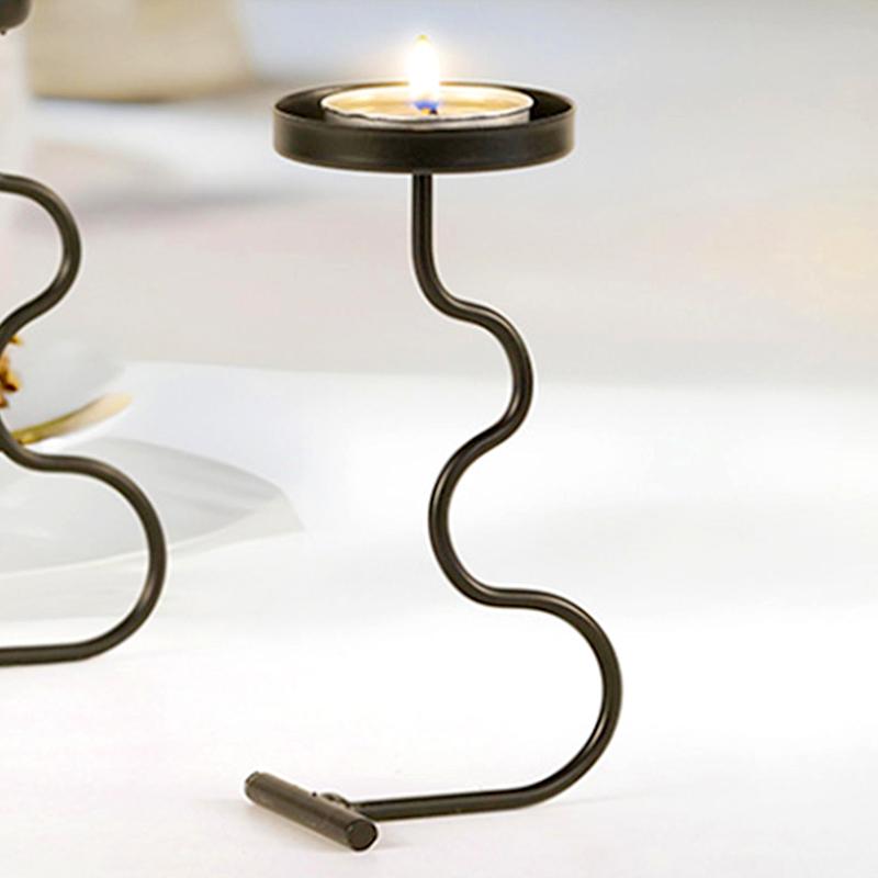 Iron Art Solid Color Desktop Candle Holder Unique Handicrafts Ornaments Gift Living Room Candlestick Decorative Home Decoration