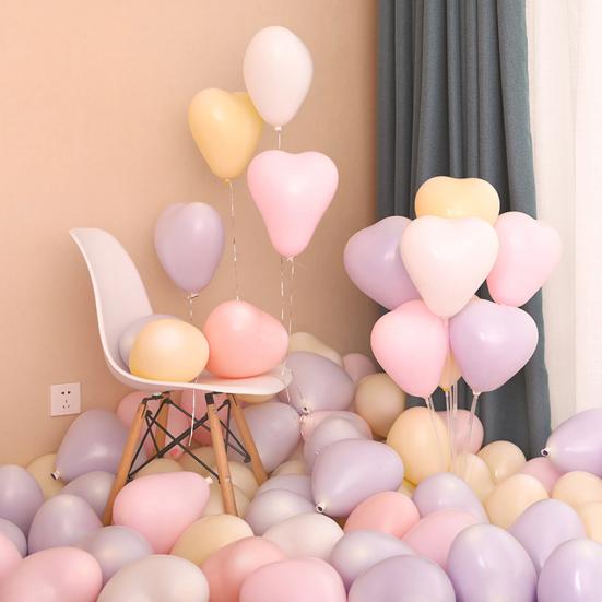 50Pcs Latex Balloons Inflatable Explosion-proof Versatile Decorative Reusable Scene Layout Candy Color Round Heart Balloons Happy Birthday Party