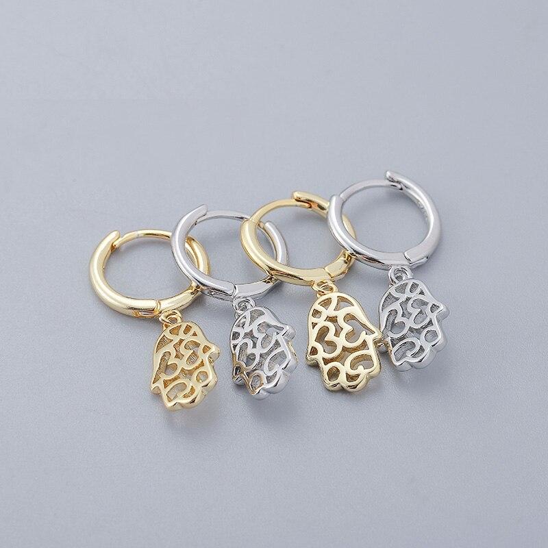 Серьги-кольца с подвеской в виде полой ладони из стерлингового серебра 925 пробы, модные женские простые серьги