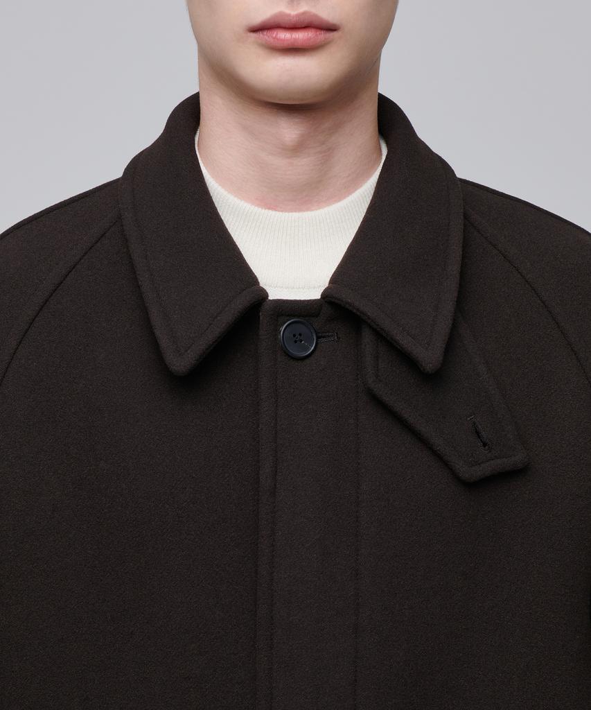 Musinsa Standard Cashmere Blend Oversized Balmacaan Coat [Dark Brown]