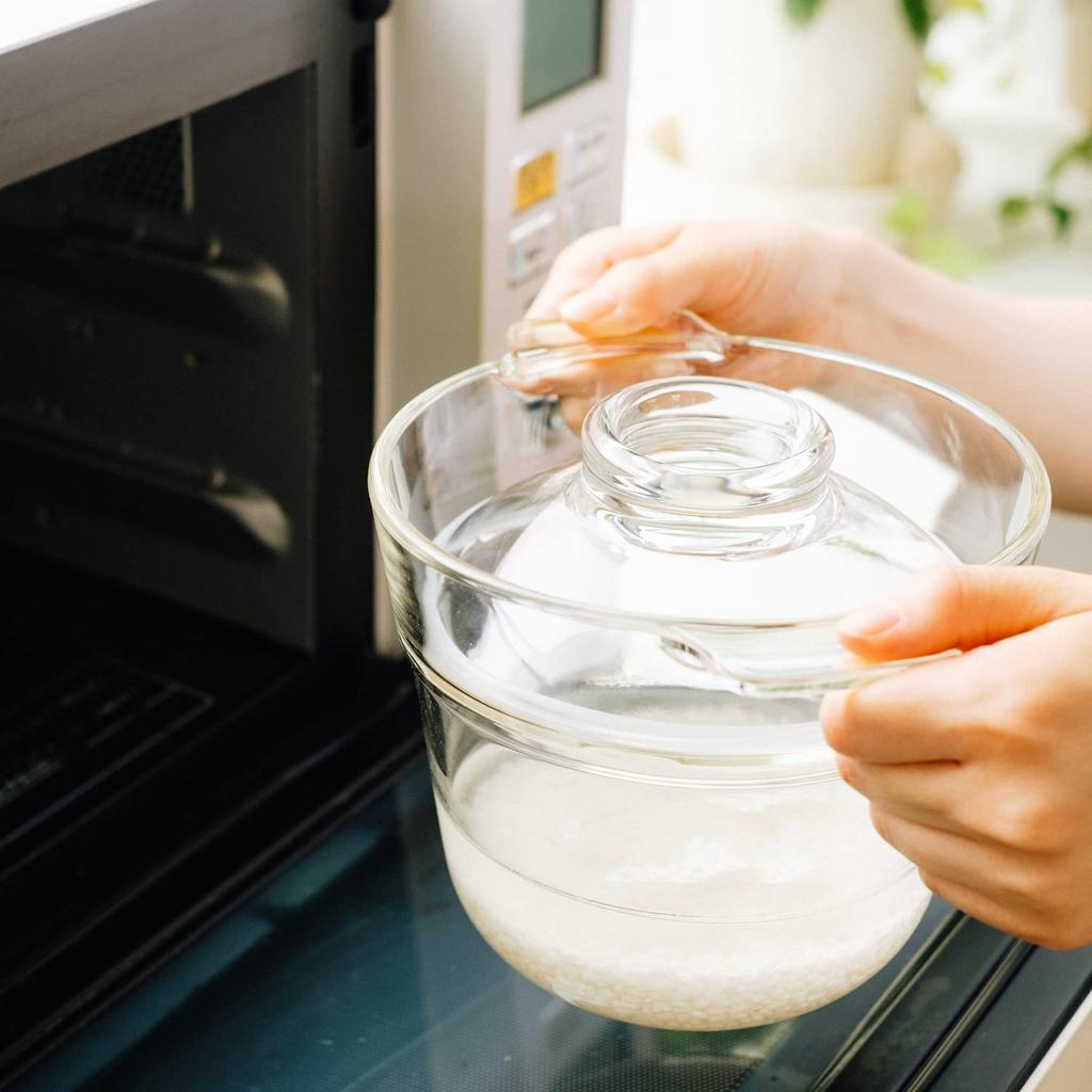 HARIO Ichizenya Serving Glass You Can See the Contents Easy To Cook In the Microwave Cook In 10 Minutes Home Meal for One Person Clear Present Gift