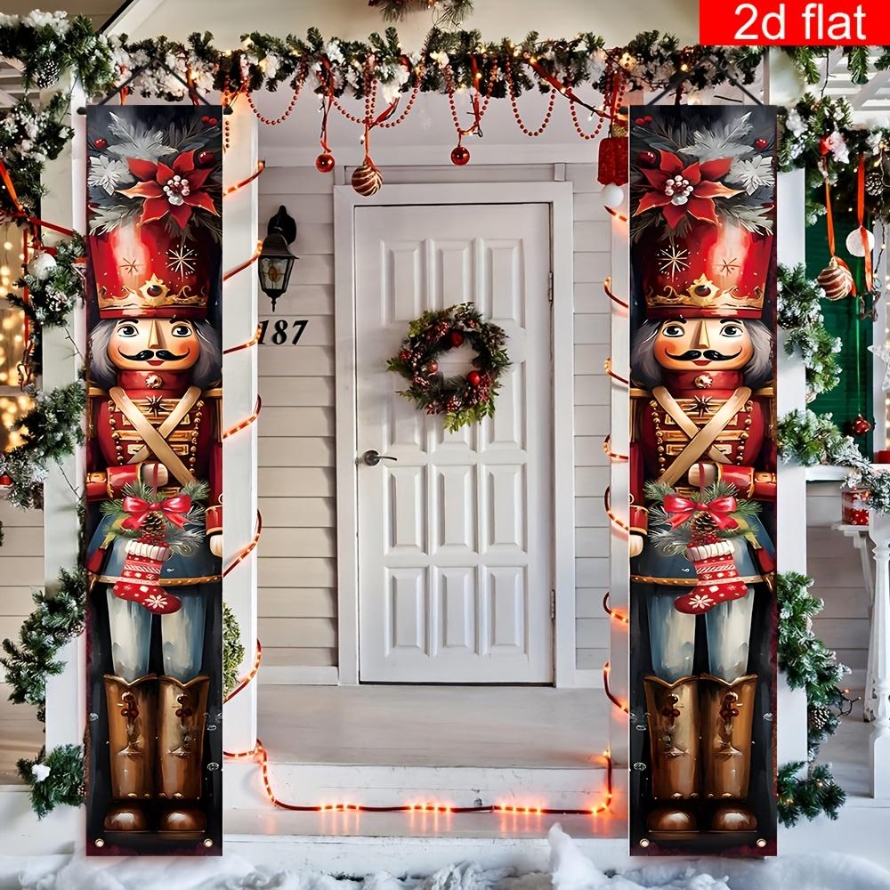 2D flat banners, 1 pair, Nutcracker couplet banners, polyester, Christmas and New Year party logo