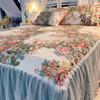 Роскошные американские постельные принадлежности с цветочным принтом, 100% хлопок, стеганые кружевные оборки, юбка-кровать, наматрасник, покрывало, наволочки, скандинавский размер 1/3 шт.