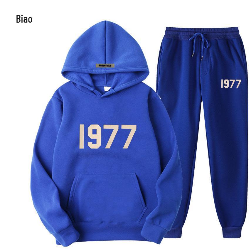 ESSENTIALS 1977 Модный флисовый комплект с худи - Унисекс Свободный крой Свитшот