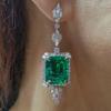 Серьги-подвески Huitan Geometric Square Green Cubic Zircon, сверкающие кристаллы CZ, роскошные аксессуары для ушей для женщин, свадебные украшения