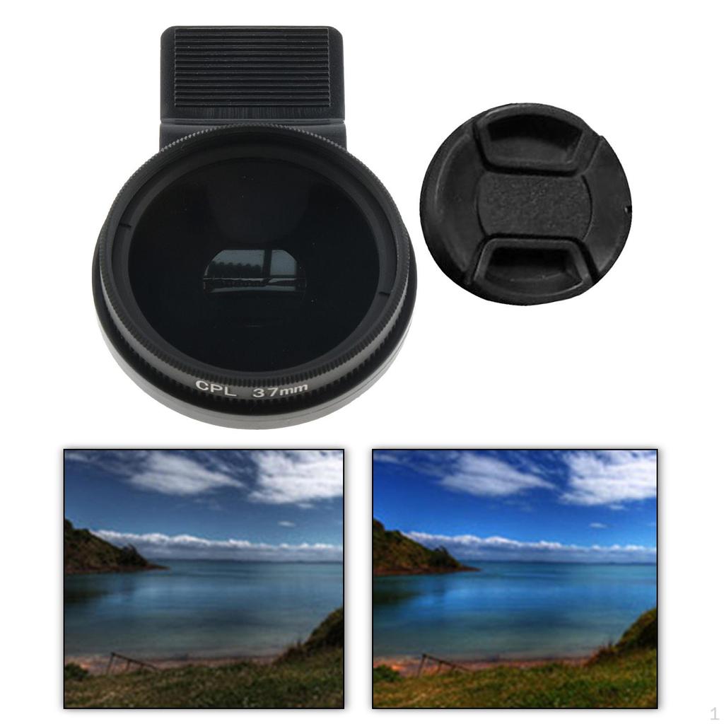 37 мм CPL фильтр для объектива камеры сотового телефона, поляризационный универсальный круглый аксессуар с зажимом