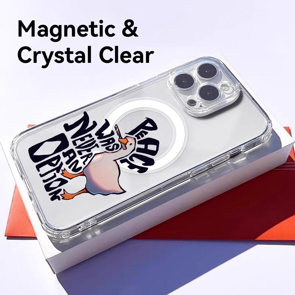 Funny Goose Phone Case For iPhone 17 16 15 14 13 12 Pro Max Plus With Magnetic Crystal Clear Case Wireless Charge
