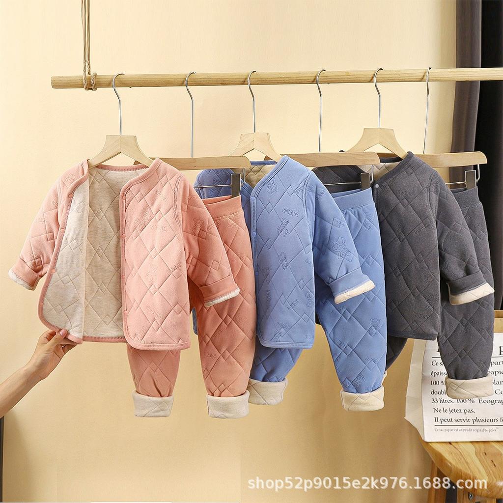 Детский артефакт школьной формы Осень-Зима Трехслойная стеганая хлопковая куртка для мальчиков с толстой велюровой подкладкой и хлопковая куртка для девочек