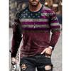 Men's Patriotic 3D Graphic Long Sleeve T-Shirt - Casual Pullover Top for Outdoor Durable Classic American Flag Design