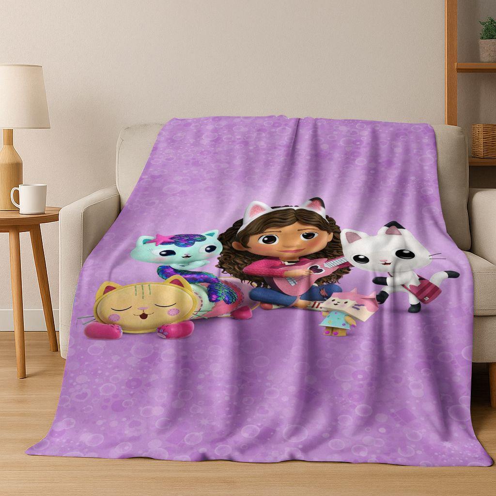 2026 New Cartoon Gabbys Dollhouse Girl Gift Flannel Blanket,Warm and Cozy Soft Throw Blanket for Home Bedroom Bed Sofa Cover Kid
