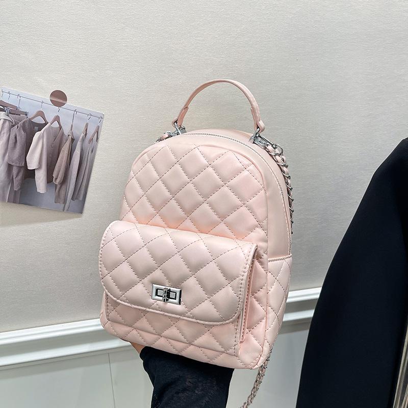 Весенне-летняя новая женская сумка, уличный дорожный рюкзак, ромбовидная вышивка нитью, универсальная простая сумка на цепочке