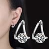 New  Sterling  Zircon Crystal Earrings Simple Geometric Design Engagement Jewelry Gift for Women