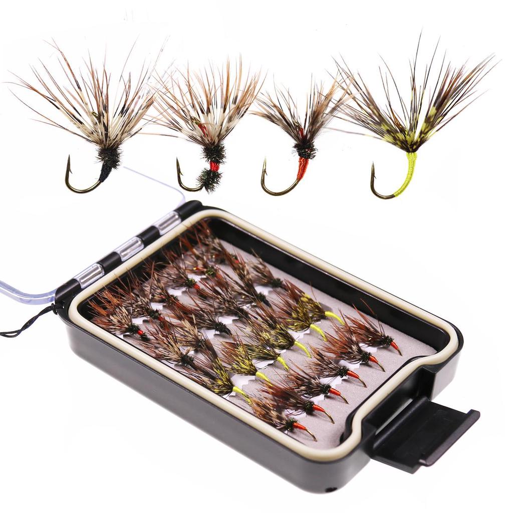 24 шт./кор. мушки Tenkara в водонепроницаемой коробке для мушек, размер 12, колючий крючок Tenkara, мягкая мушка для ловли форели, мокрая мушка
