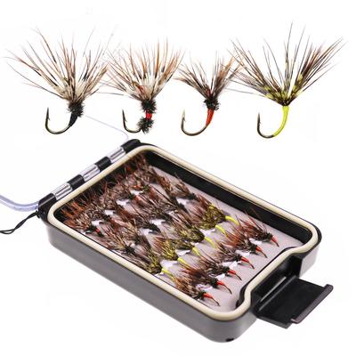 24 шт./кор. мушки Tenkara в водонепроницаемой коробке для мушек, размер 12, колючий крючок Tenkara, мягкая мушка для ловли форели, мокрая мушка